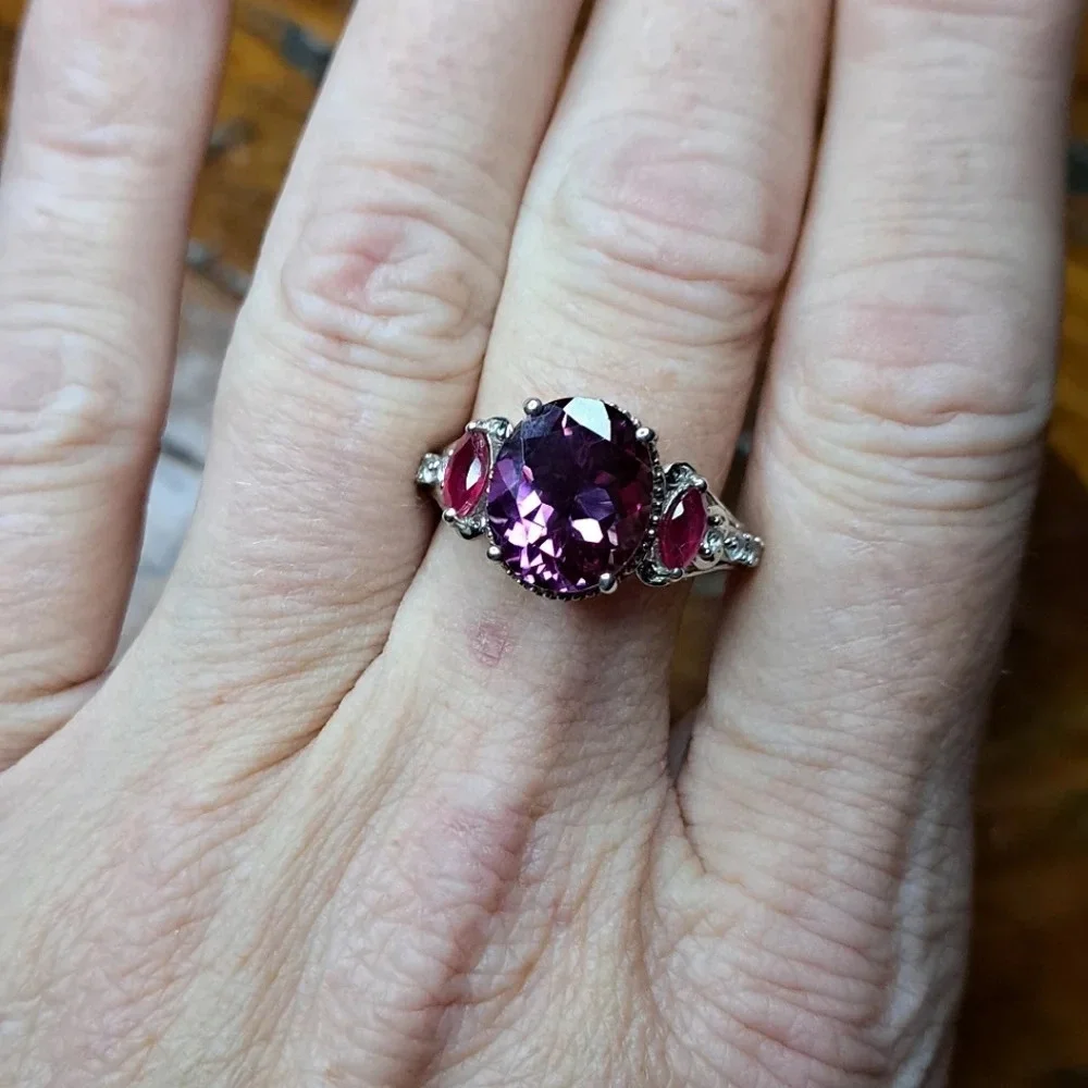 Color Change Sapphire & Natural Ruby Ring & Necklace Set.